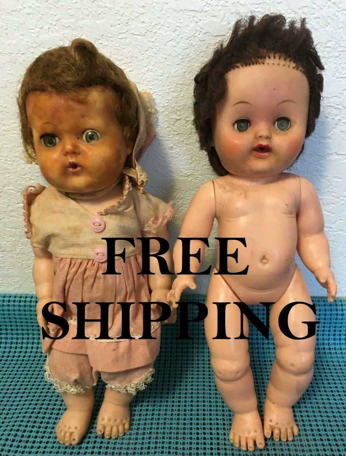 Two Vintage 1950's Tiny Tear's Dolls 11" ( Original Owner ) Dirty / Dusty