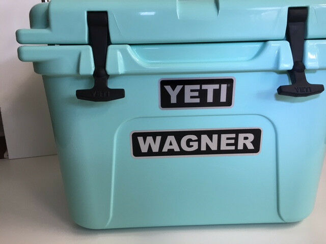 Personalized Name Tag On Your Yeti Cooler Black & Brush Chrome Vinyl Accessory