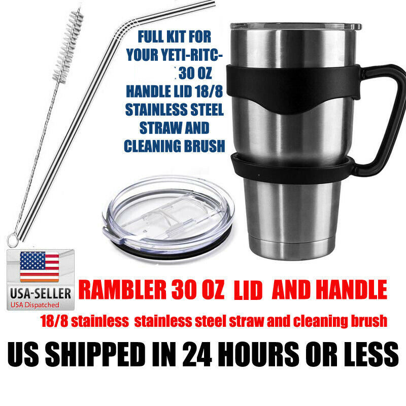 Yeti Rambler 30oz Kit  Slide Lid-handle,stainless Drinking Straw And Brush